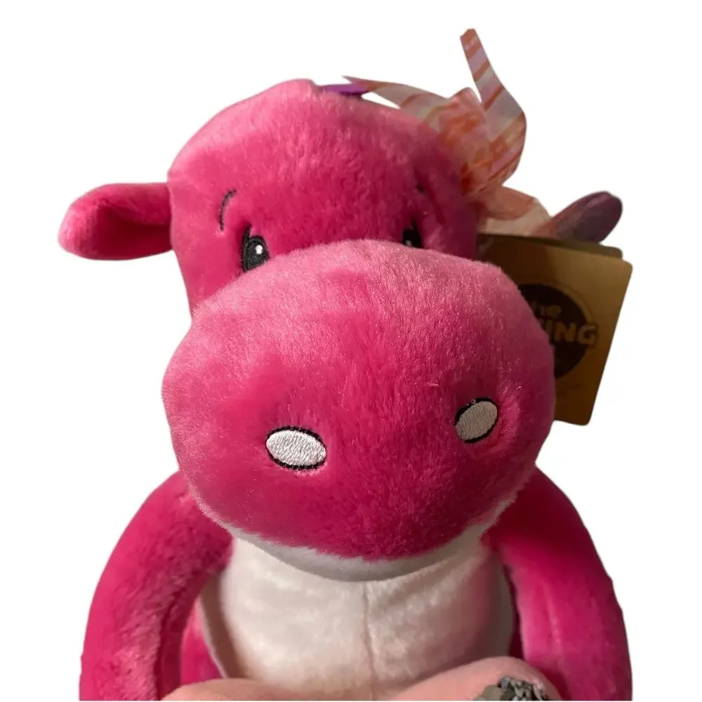 NWT The Petting Zoo Pink Dragon with Shimmery Heart Plush 10